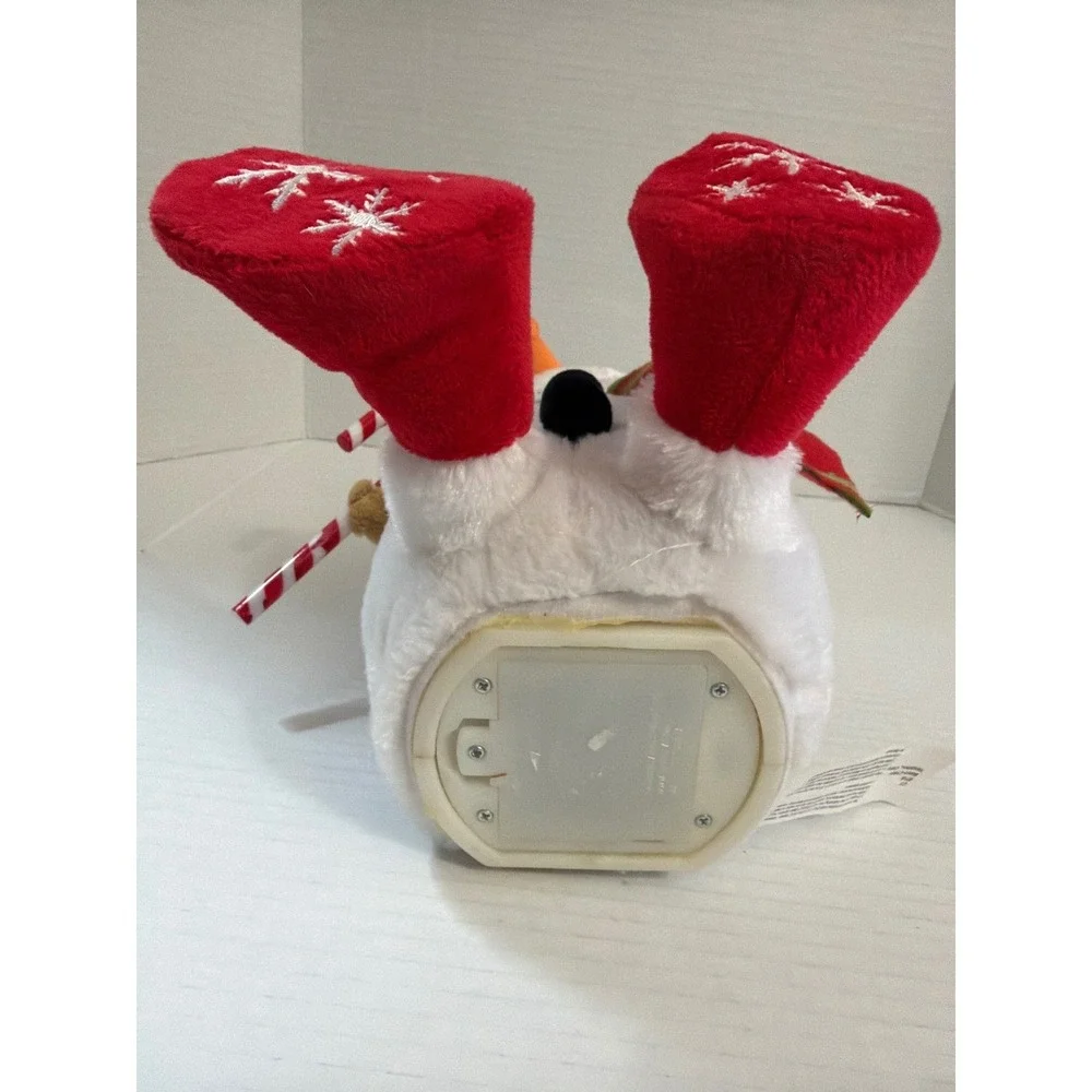 Gemmy Musical Animated Snowman Plush Toy Candy Cane Christmas Approx 11